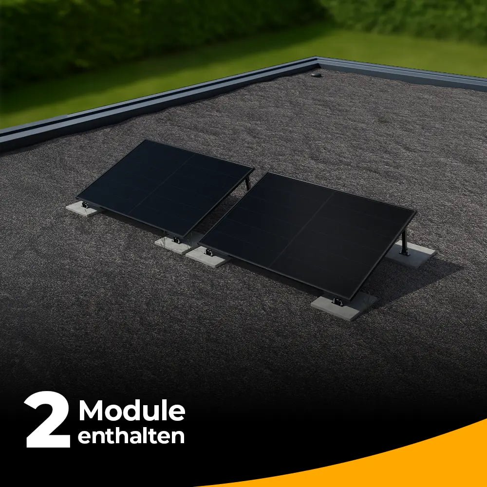 Solago Balkonkraftwerk 1000W/800W - Komplettset Flachdach/Boden — 1000W flat roof or ground solar kit with 800W inverter output