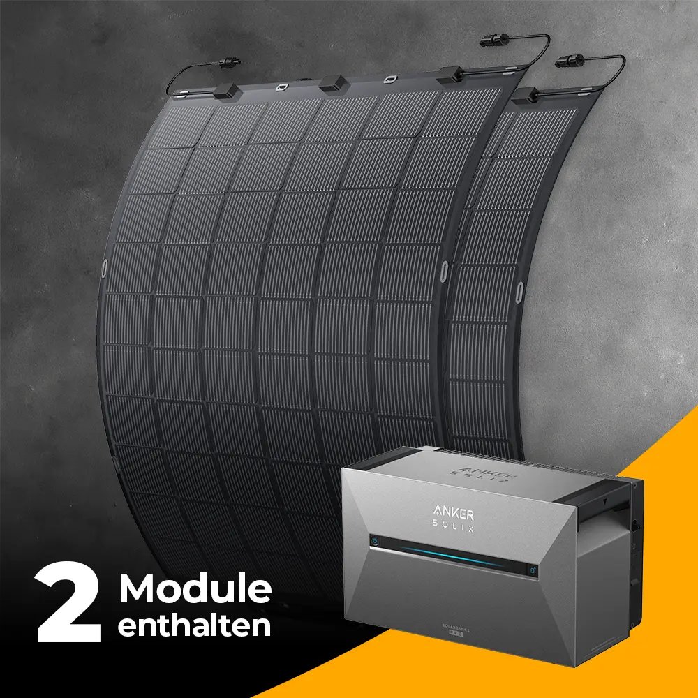 Balkonkraftwerk 450W mit flexiblen Solarmodulen mit Speicher Anker SOLIX 3 Pro - Set