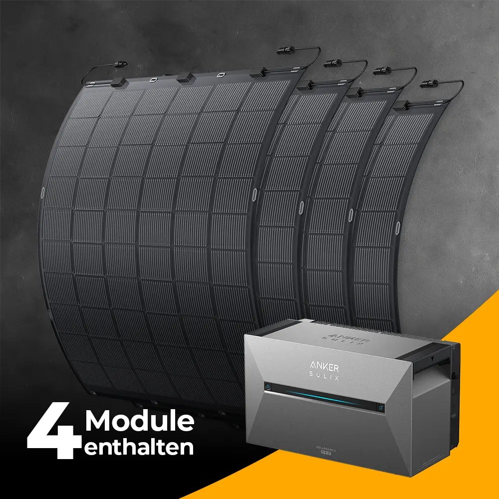 Balkonkraftwerk 900W mit flexiblen Solarmodulen mit Speicher Anker SOLIX 3 Pro - Set