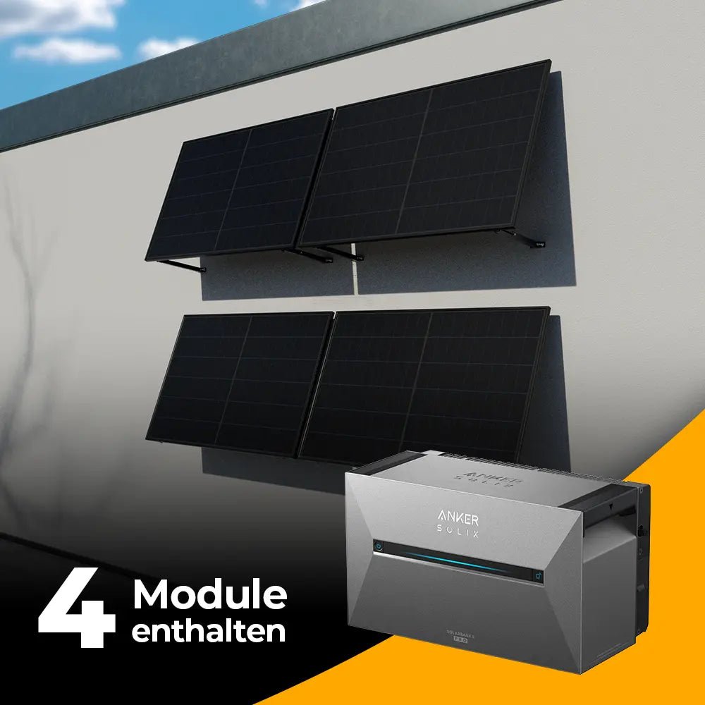 Balkonkraftwerk mit Anker SOLIX Solarbank 3 Pro 2000W Glas-Glas bifazial - Komplettset Wandmontage