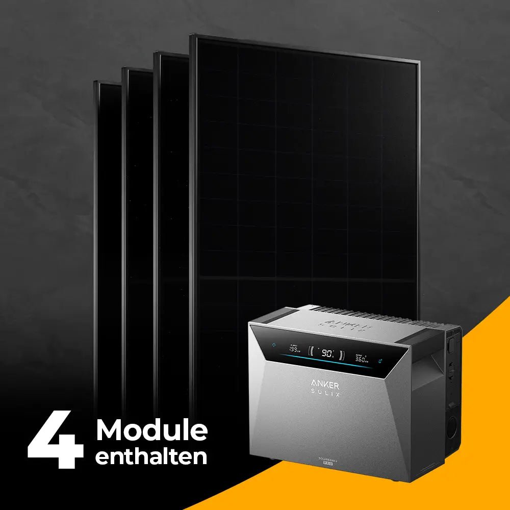Balkonkraftwerk 2000 Watt mit Speicher Anker SOLIX 4 Pro - Set