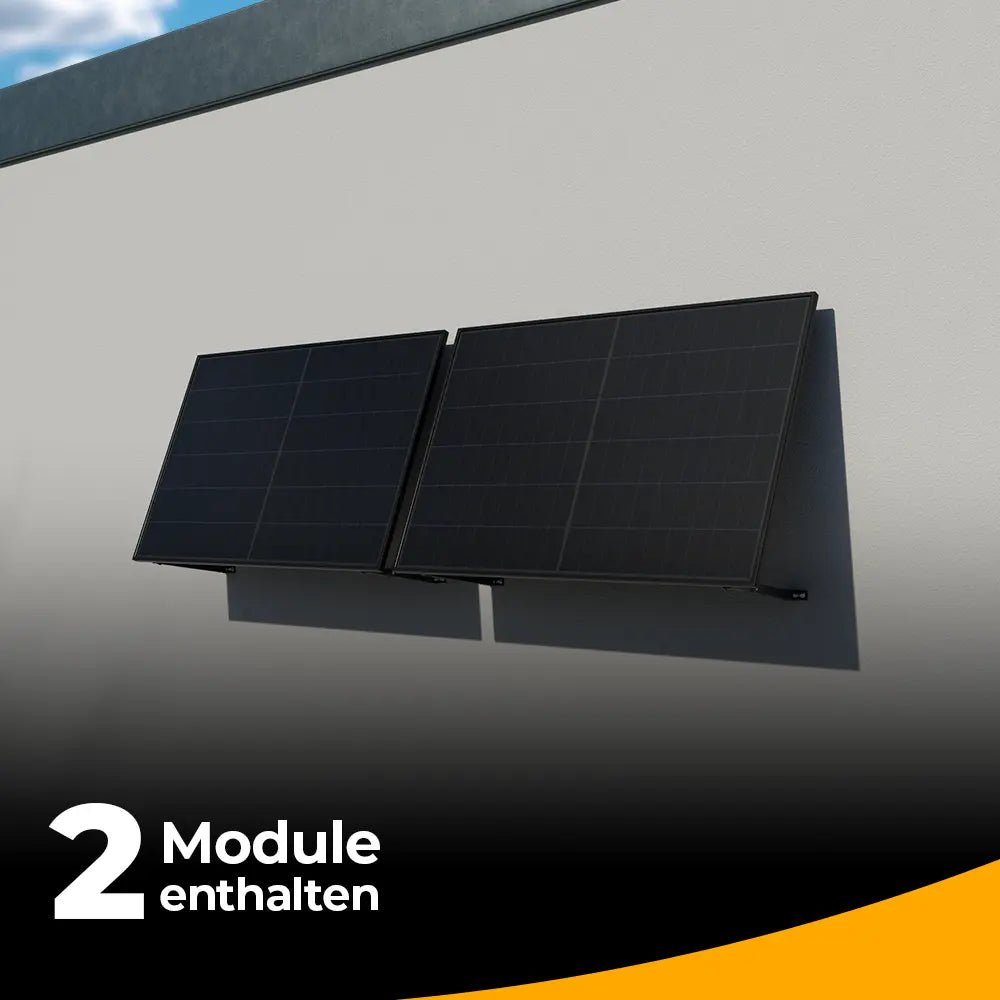Solago Balkonkraftwerk 1000W/800W - Komplettset Wandmontage — 1000W wall-mounted solar kit with 800W inverter output
