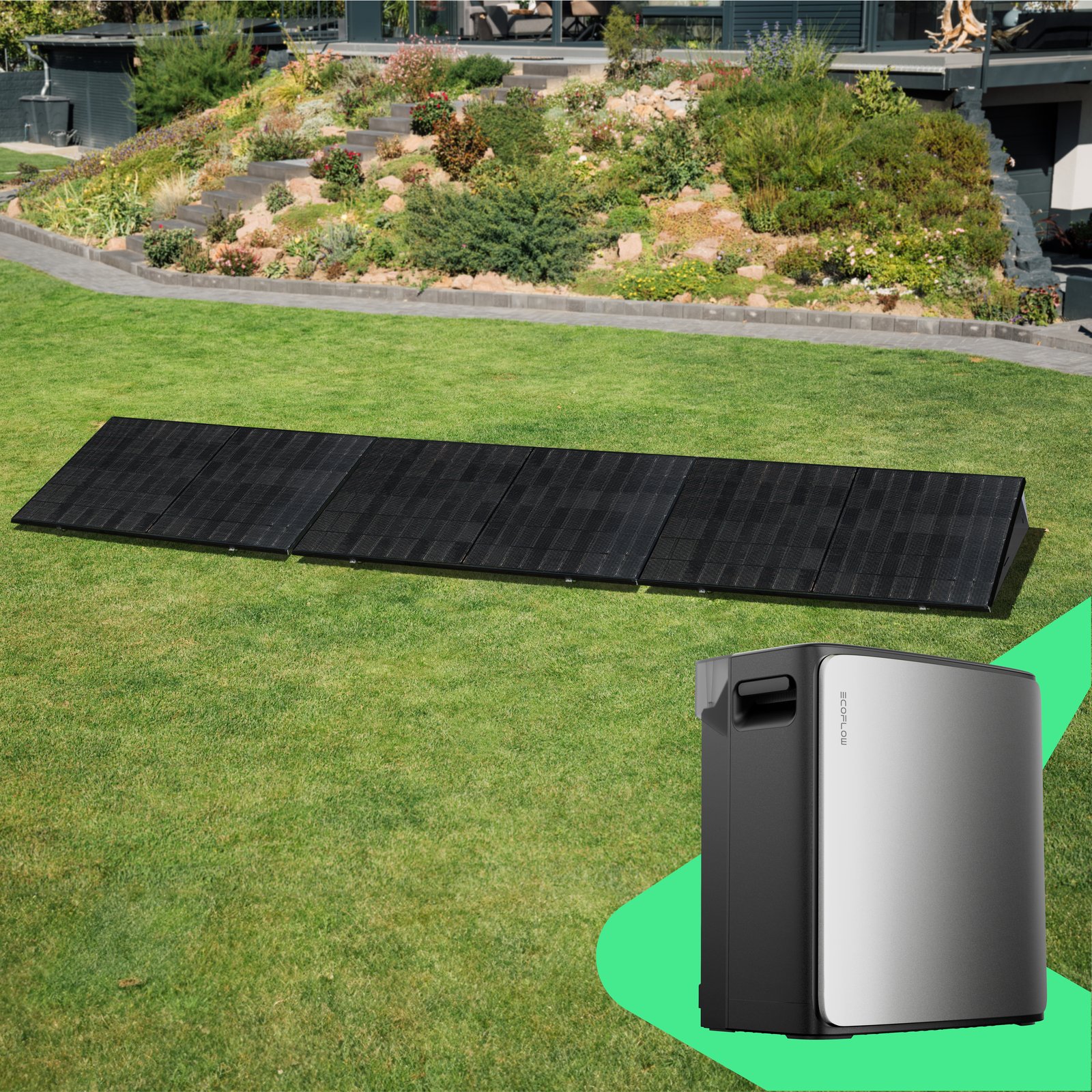 Priwatt priFlat Trio L — 1500W ground-mounted balcony solar kit with 3840Wh battery and 800W inverter output